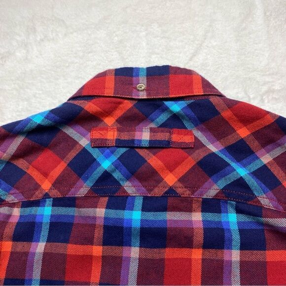 Duluth Trading Company Red, White and Blue Plaid Flannel Shirt Size Large - Picture 7 of 11
